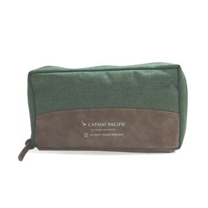 Cosmetic Bag Green Brown Zipper Fabric Soft Pouch Travel Kit